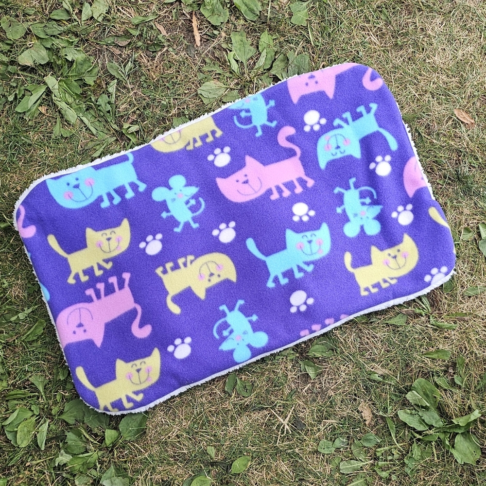 NEW! Cats + Mice Mouse Pet Mat - Small - 3 Layers, Fleece Sherpa | Dog Cat Baby